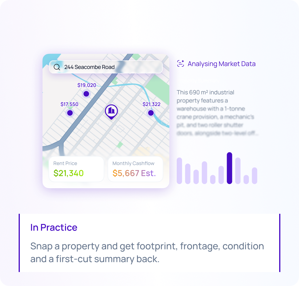AI property inspection returning footprint, frontage and condition data